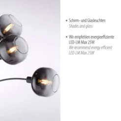 LED Stehleuchte 3 flammig schwarz Rauchglas modern schwenkbar