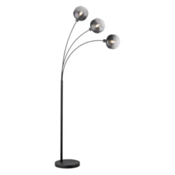 LED Stehleuchte 3 flammig schwarz Rauchglas modern schwenkbar