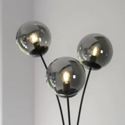 LED Stehleuchte 3 flammig schwarz dekoratives Design Lichtspiel gebogen