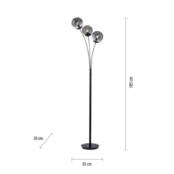 LED Stehleuchte 3 flammig schwarz dekoratives Design Lichtspiel gebogen
