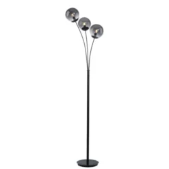 LED Stehleuchte 3 flammig schwarz dekoratives Design Lichtspiel gebogen