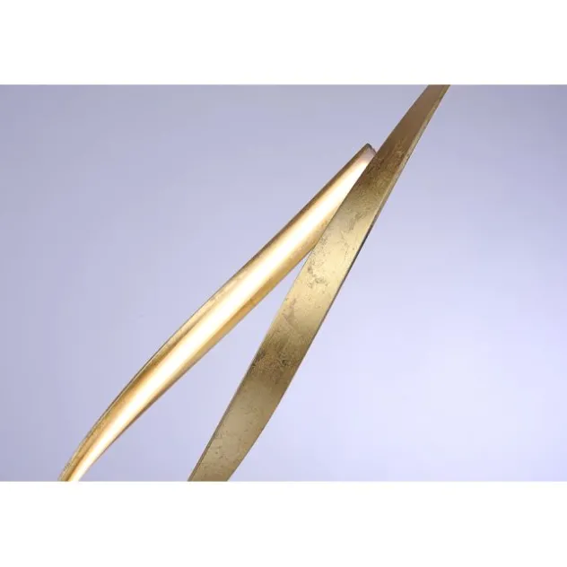 LED Stehleuchte goldfarbig geschwungene Leuchtarme warmweiß Schnurdimmer