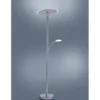 LED-Stehleuchte in stahlfarben mit Lesearm und Lichtfarbsteuerung mit Memory- und Dimmfunktion