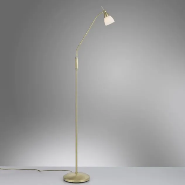 LED Stehleuchte messing matt Opalglas 3 Stufen Touchdimmer verstellbar
