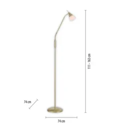 LED Stehleuchte messing matt Opalglas 3 Stufen Touchdimmer verstellbar