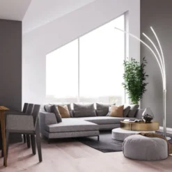 LED Stehleuchte, moderne 3 Leuchtarme, warmweiß, inkl. Kippschalter