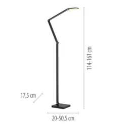 LED Stehleuchte SAMSKY, grau, CCT-Steuerung, Tastdimmer, höhenverstellbar