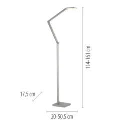LED Stehleuchte SAMSKY, silber, dimmbar, höhenverstellbar, Farbtemperatursteuerung