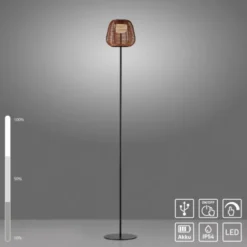 LED Stehleuchte schwarz Akku spritzwasserschutz USB Touchdimmer