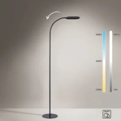 LED Stehleuchte, schwarz, CCT, dimmbar, Innenleuchte, IP20