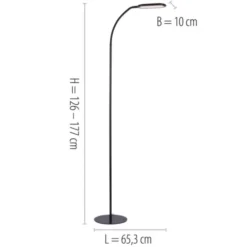 LED Stehleuchte, schwarz, CCT, dimmbar, Innenleuchte, IP20