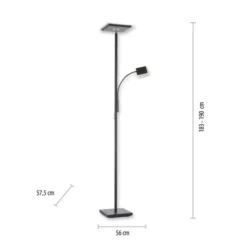LED-Stehleuchte, schwarz, dimmbar, Lesearm, Deckenfluter