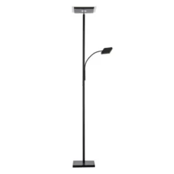 LED Stehleuchte, schwarz, dimmbar Touchdimmer Lesearm zuschaltbar, eckig