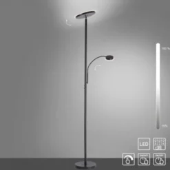 LED Stehleuchte, schwarz, dimmbar, Lesearm zuschaltbar,