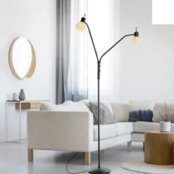 LED Stehleuchte schwarz 2-flammig flexibel verstellbar mit Schalter