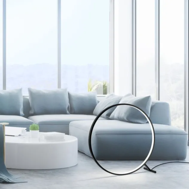 LED Stehleuchte schwarz rund Ringform dimmbar über Fernbedienung CCT