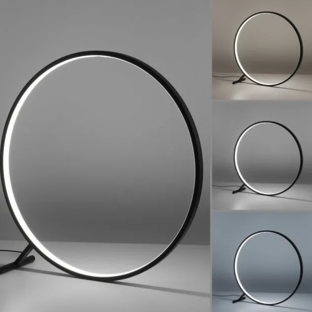 LED Stehleuchte schwarz rund Ringform dimmbar über Fernbedienung CCT