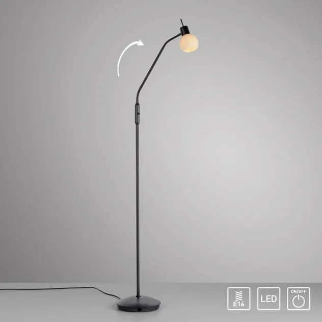 LED Stehleuchte schwarz Schalter flexibel verstellbar Wohnzimmer