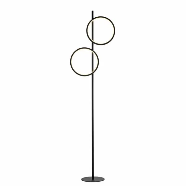 LED Stehleuchte schwarz schlichtes Design Fußschalter warmweiß