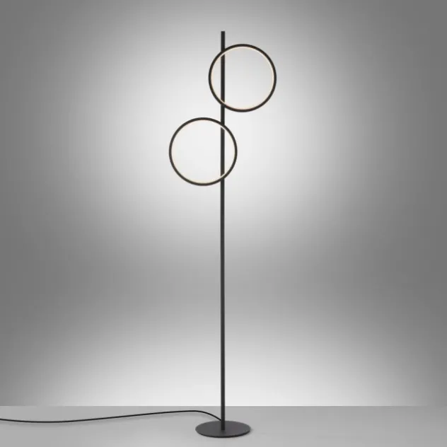 LED Stehleuchte schwarz schlichtes Design Fußschalter warmweiß