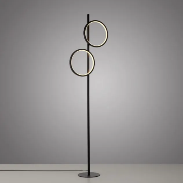 LED Stehleuchte schwarz schlichtes Design Fußschalter warmweiß