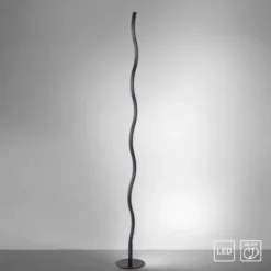 LED-Stehleuchte, schwarz, Wellenform, Schnurschalter, blendfrei