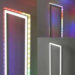 LED Stehleuchte silber farbig Fußschalter dimmbar Sidelight RGB Rainbow