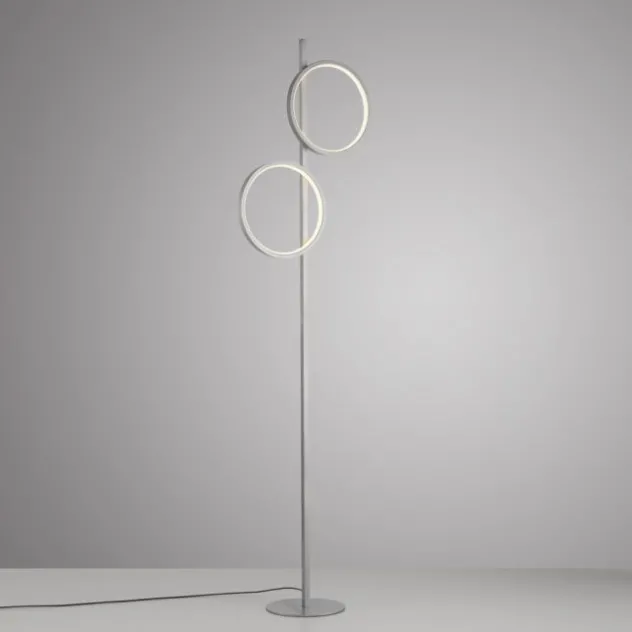 LED Stehleuchte silber schlichtes Design Fußschalter warmweiß