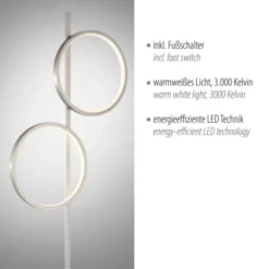 LED Stehleuchte silber schlichtes Design Fußschalter warmweiß