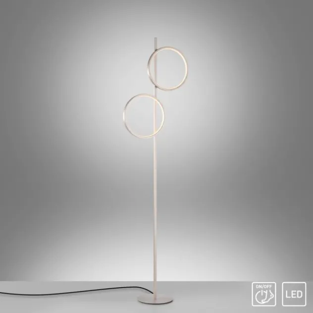 LED Stehleuchte silber schlichtes Design Fußschalter warmweiß