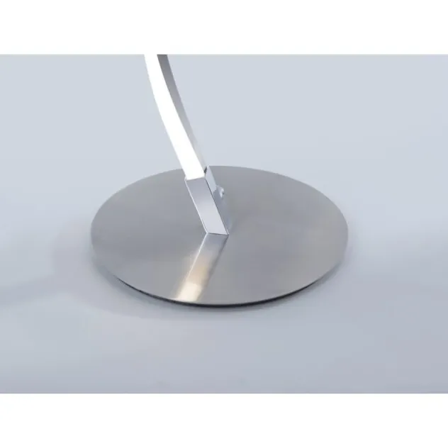 LED Stehleuchte, stahlfarben, geschwungene Form, dimmbar, modern, design