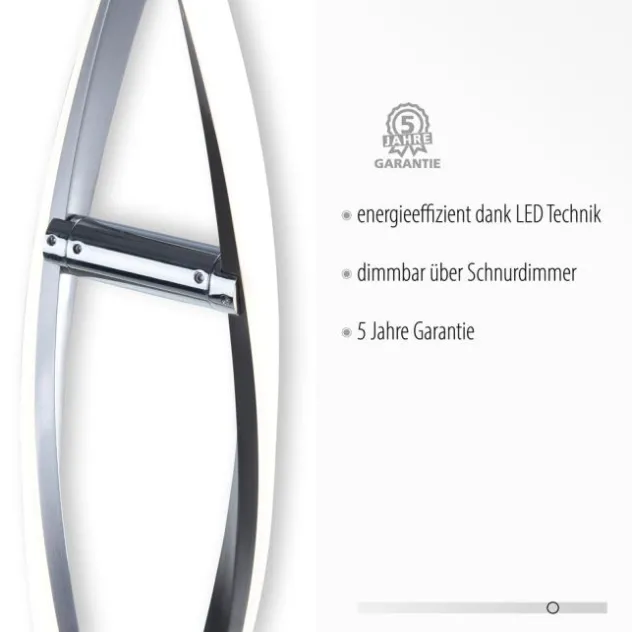 LED Stehleuchte, stahlfarben, geschwungene Form, dimmbar, modern, design