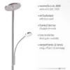 LED-Stehleuchte, stahlfarben, flexibler Lesearm, dimmbar, modern