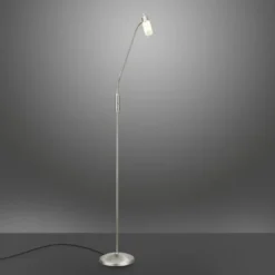 LED-Stehleuchte, stahlfarben, verstellbarer Leuchtkopf, inkl. Kippschalter