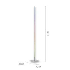 LED Stehleuchte, stahlfarben, RGB, Fernbedienung, dimmbar