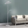LED-Stehleuchte, stahlfarben, Deckenfluter, Lichtfarbsteuerung inkl. Memoryfunktion, Tastdimmer
