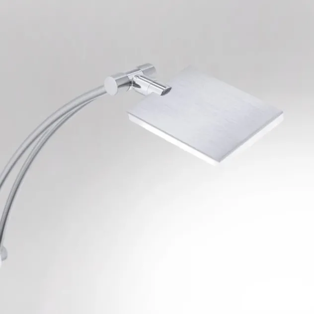 LED-Stehleuchte, stahlfarben, Deckenfluter, Lichtfarbsteuerung inkl. Memoryfunktion, Tastdimmer
