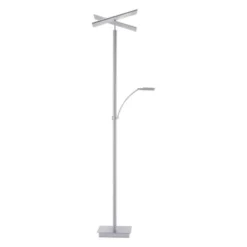LED-Stehleuchte, stahlfarben, Deckenfluter, Lichtfarbsteuerung inkl. Memoryfunktion, Tastdimmer