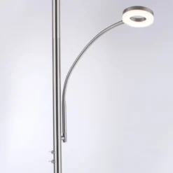 LED-Stehleuchte, stahlfarben, App, Fernbedienung, dimmbar
