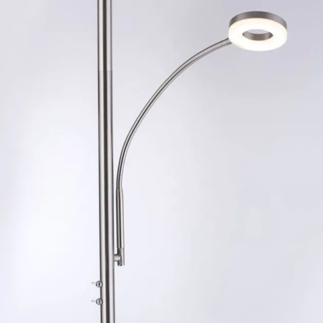 LED-Stehleuchte, stahlfarben, App, Fernbedienung, dimmbar