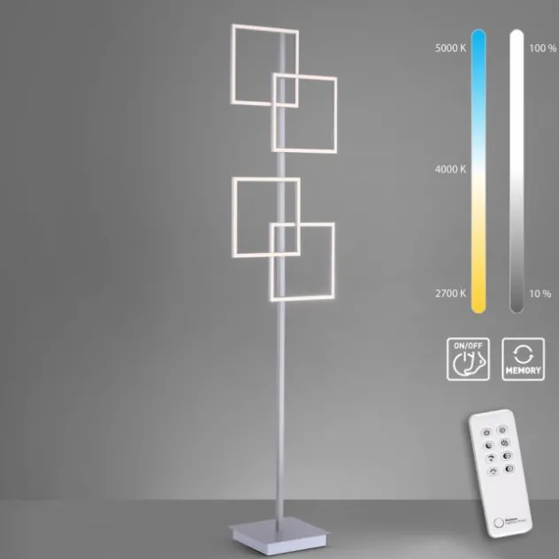 LED-Stehleuchte, stahl, Lichtfarbsteuerung, Fernbedienung, Dimmfunktion