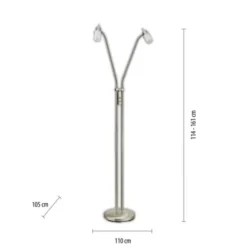 LED-Stehleuchte, stahl, 2 verstellbare Leuchtköpfe, warmweiß, blendfrei