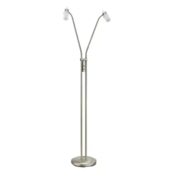 LED-Stehleuchte, stahl, 2 verstellbare Leuchtköpfe, warmweiß, blendfrei