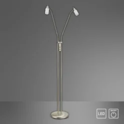 LED-Stehleuchte, stahl, 2 verstellbare Leuchtköpfe, warmweiß, blendfrei