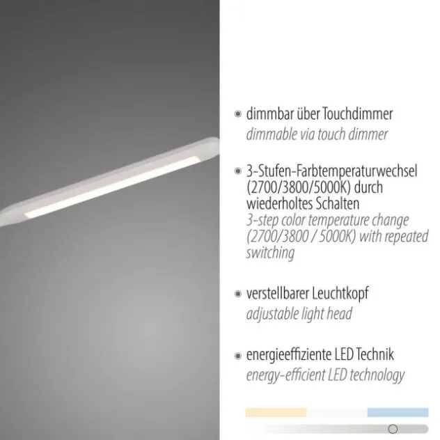 LED Stehleuchte weiß dimmbar 3 Stufen CCT Touchdimmer Spots drehbar