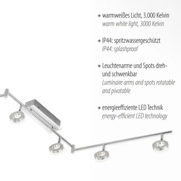 LED Strahlerschienenleuchte, 6-flammig, schwenkbar, spritzwassergeschützt