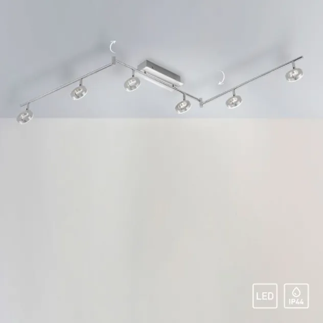 LED Strahlerschienenleuchte, 6-flammig, schwenkbar, spritzwassergeschützt