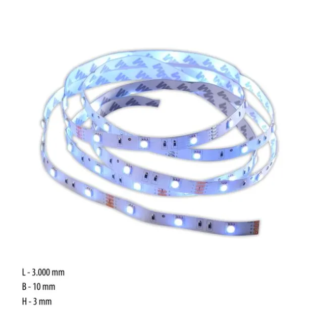 LED-Stripes, 3m, Fernbedienung, RGB Farbwechsel, inkl. Schnurschalter