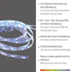 LED-Stripes, 5m Länge, Fernbedienung, Memory-Funktion, RGB Farbwechsel