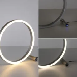 LED Tischlampe aluminium rund Ø30cm Touchdimmer Switchmo warmweiß Licht